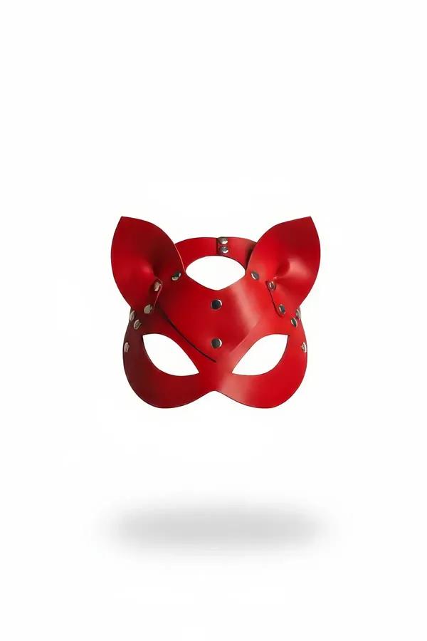 Red Faux Leather Cat Ear Mask with Stud Details