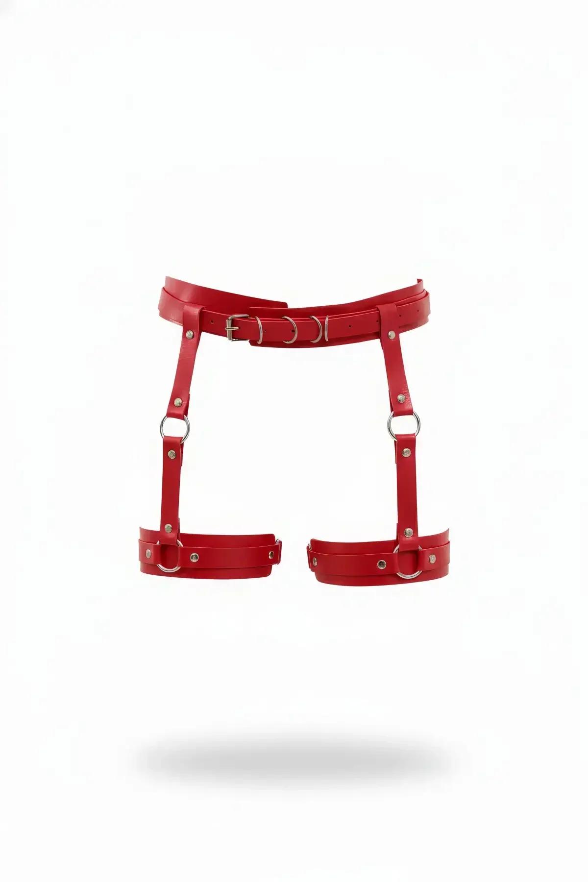 Adjustable Faux Leather Waist Garter Harness with O-Rings