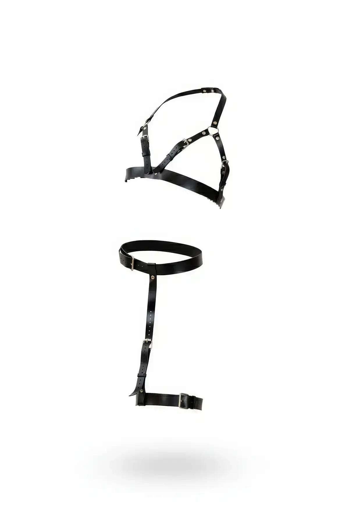 Faux Leather Chest Harness & Thigh Garter Set