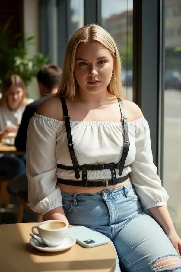 Adjustable Buckle Faux Leather Chest Harness