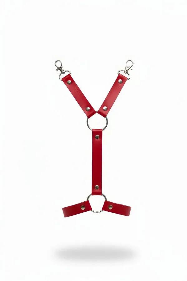 Red Strappy Body Harness with O-Ring