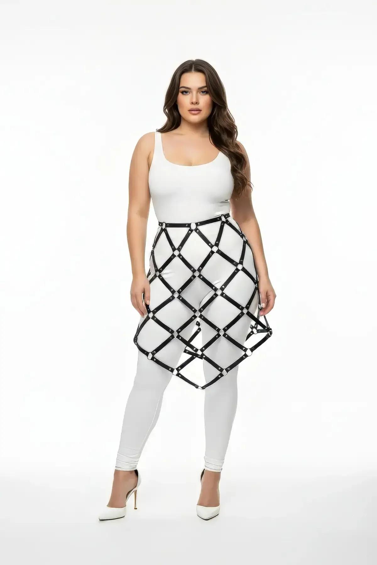 Geometric Cage Skirt Harness with Rivet Detailing
