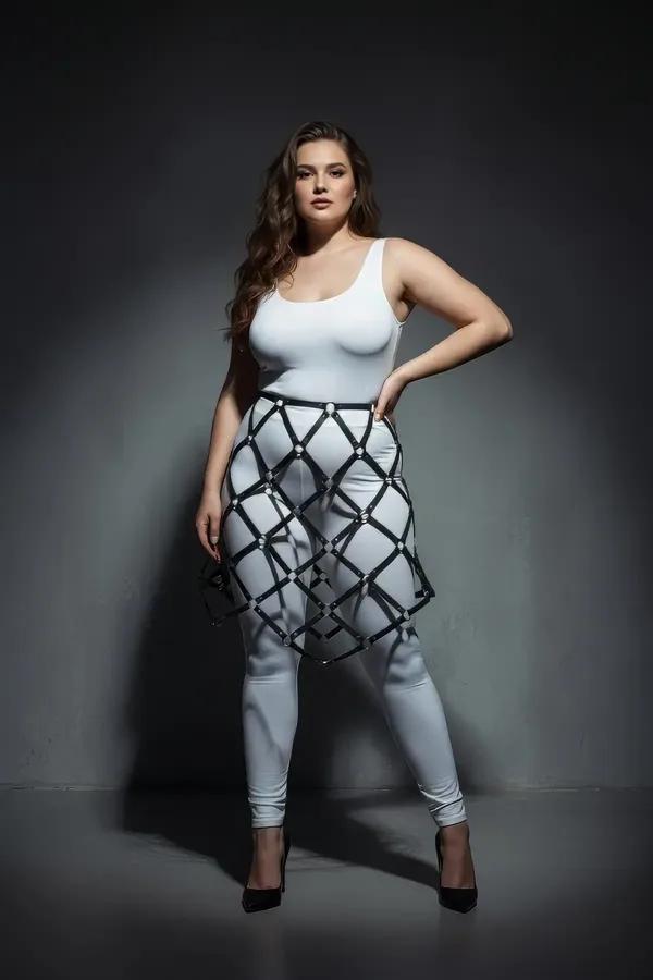 Geometric Cage Skirt Harness with Rivet Detailing