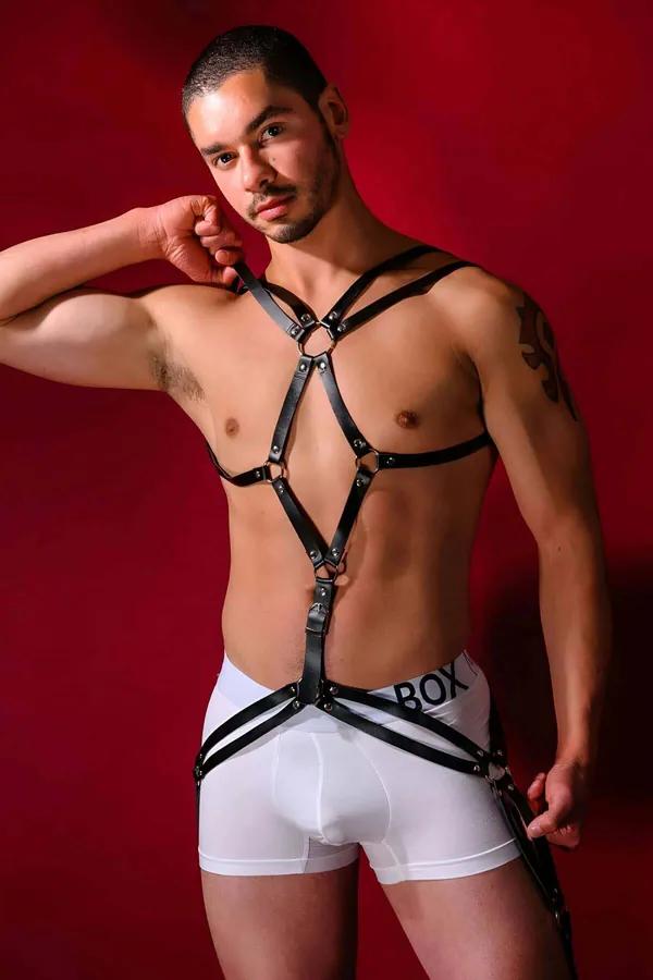 Strappy Body Harness with O-Ring Accents