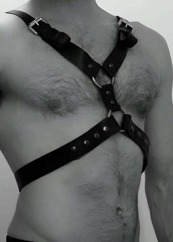 Adjustable Faux Leather Chest Body Harness with Buckles