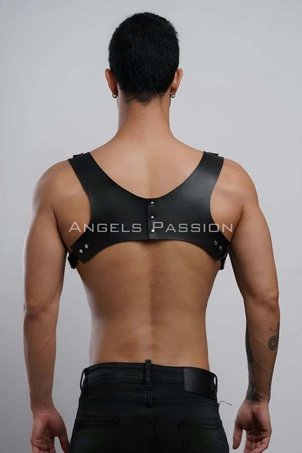 Adjustable Faux Leather Body Harness with Silver Buckles
