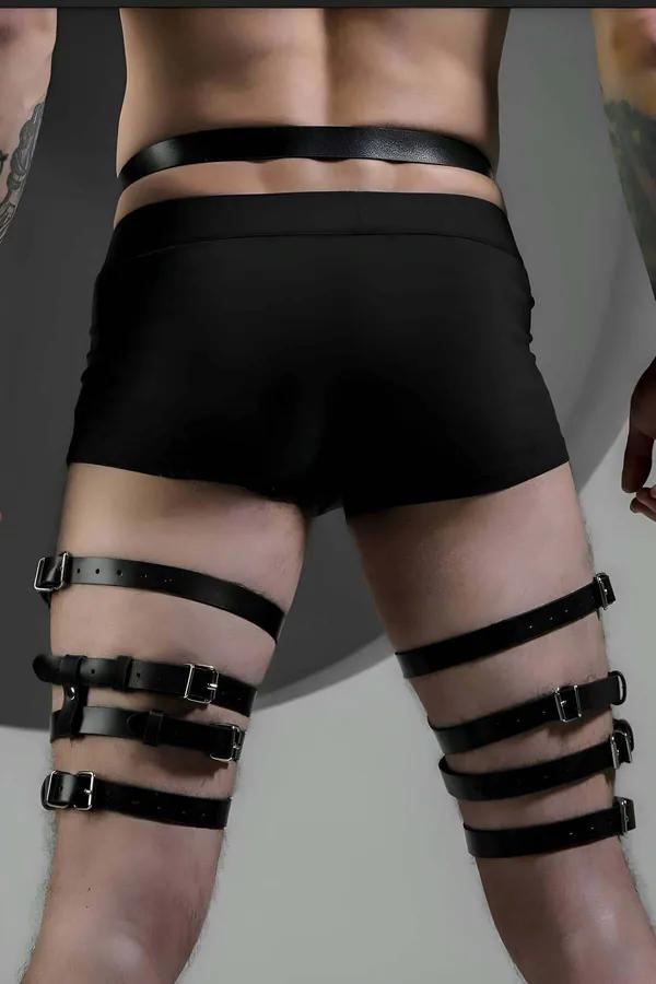 Adjustable Faux Leather Leg Harness with O-Rings