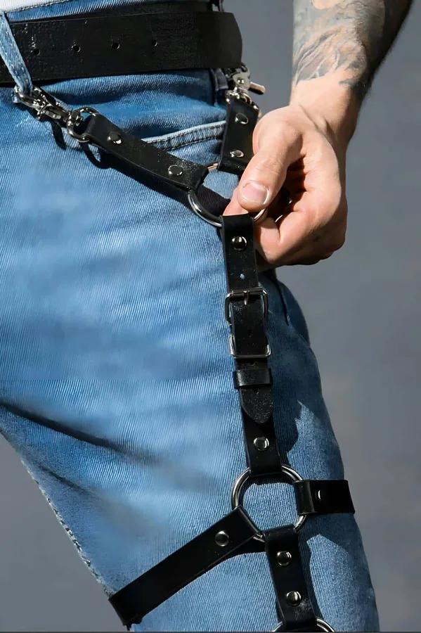 Adjustable Faux Leather Thigh Harness with O-Rings