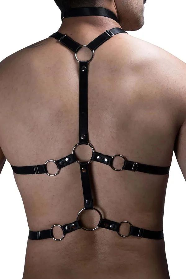 Strappy Body Harness with Choker & Chain