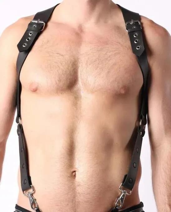 Adjustable Faux Leather Suspenders Harness