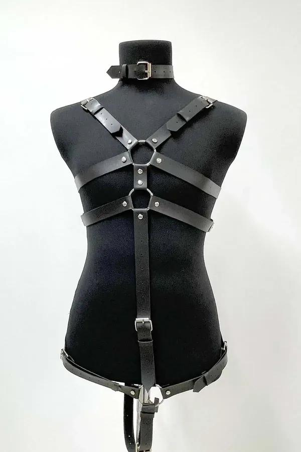 Web Pattern Faux Leather Full Body Harness
