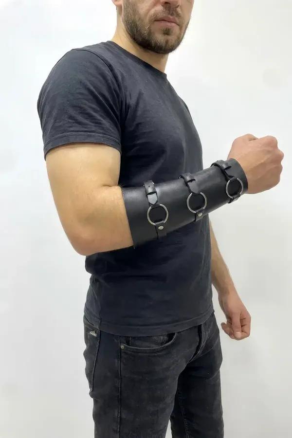 Triple O-Ring Faux Leather Arm Cuff