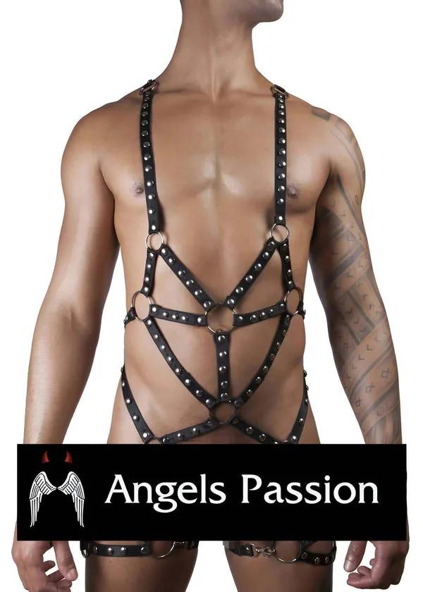 Faux Leather Studded Body Harness with O-Rings