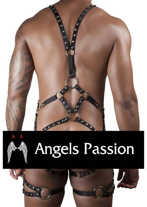 Faux Leather Studded Body Harness with O-Rings