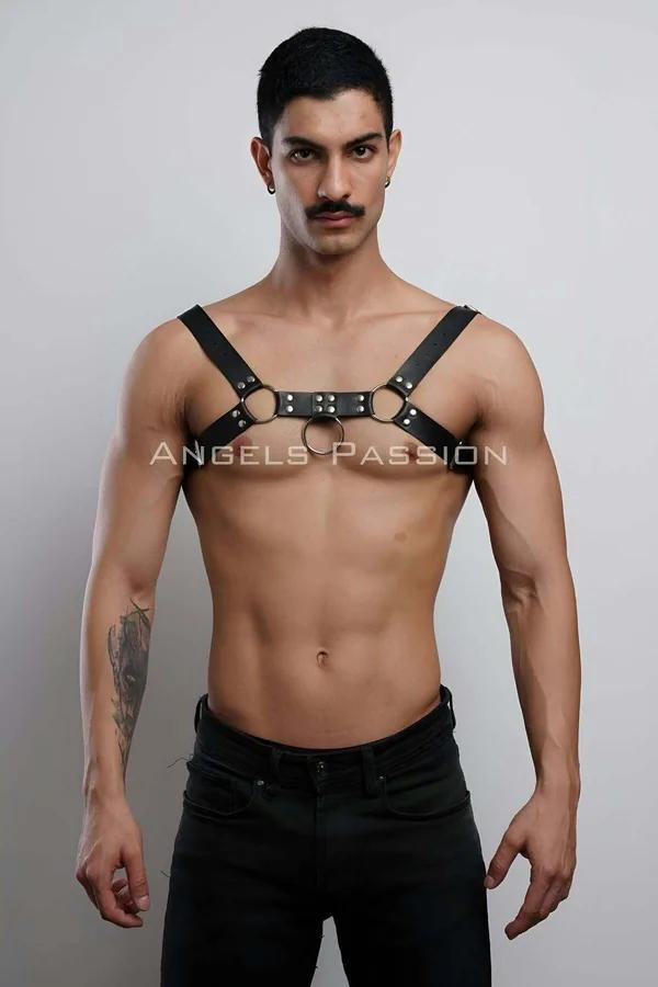 Adjustable Faux Leather Body Harness with O-Rings