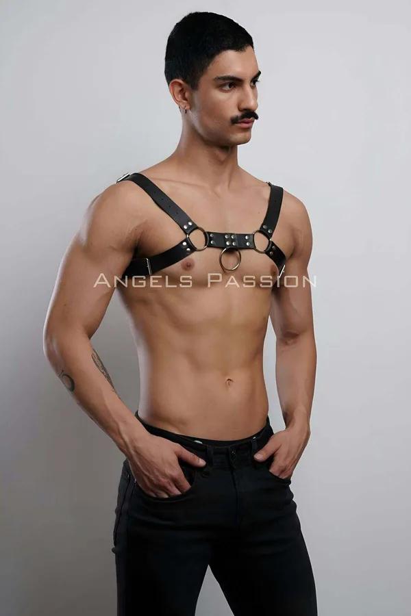Adjustable Faux Leather Body Harness with O-Rings