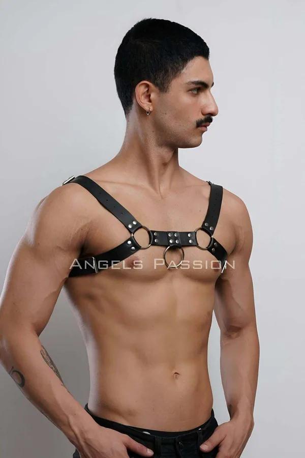 Adjustable Faux Leather Body Harness with O-Rings