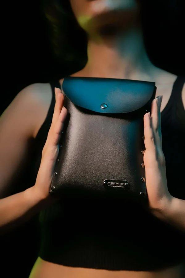 Structured Faux Leather Pouch with Studded Sides