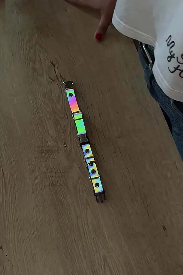 Reflective Rainbow Choker with O-Ring Hardware