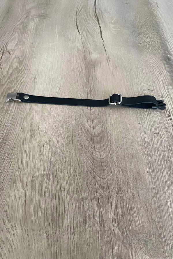 Adjustable Faux Leather Collar with Silver Buckle