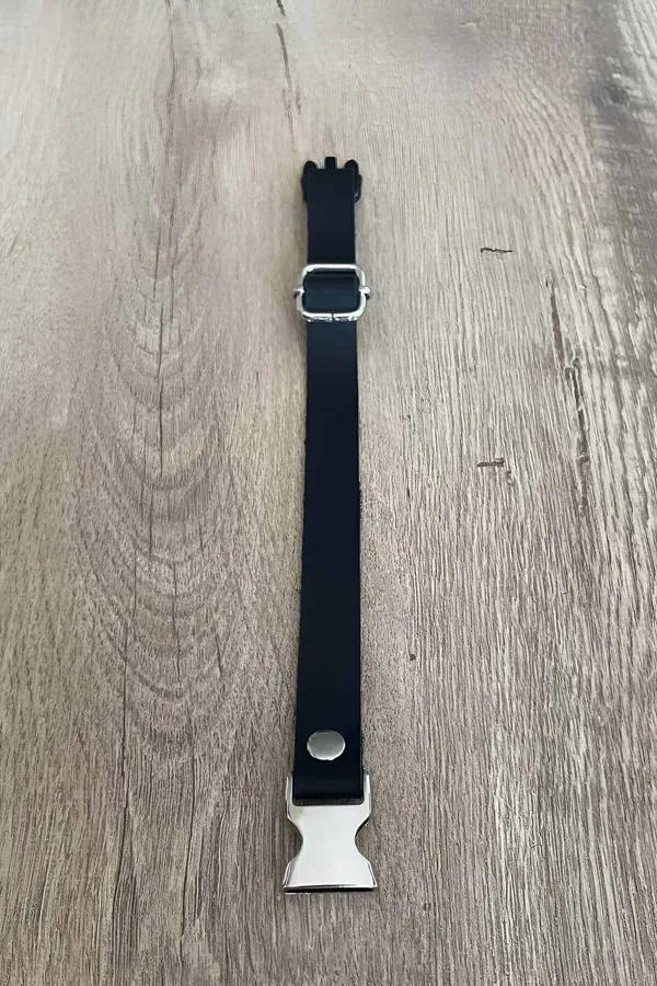 Adjustable Faux Leather Collar with Silver Buckle