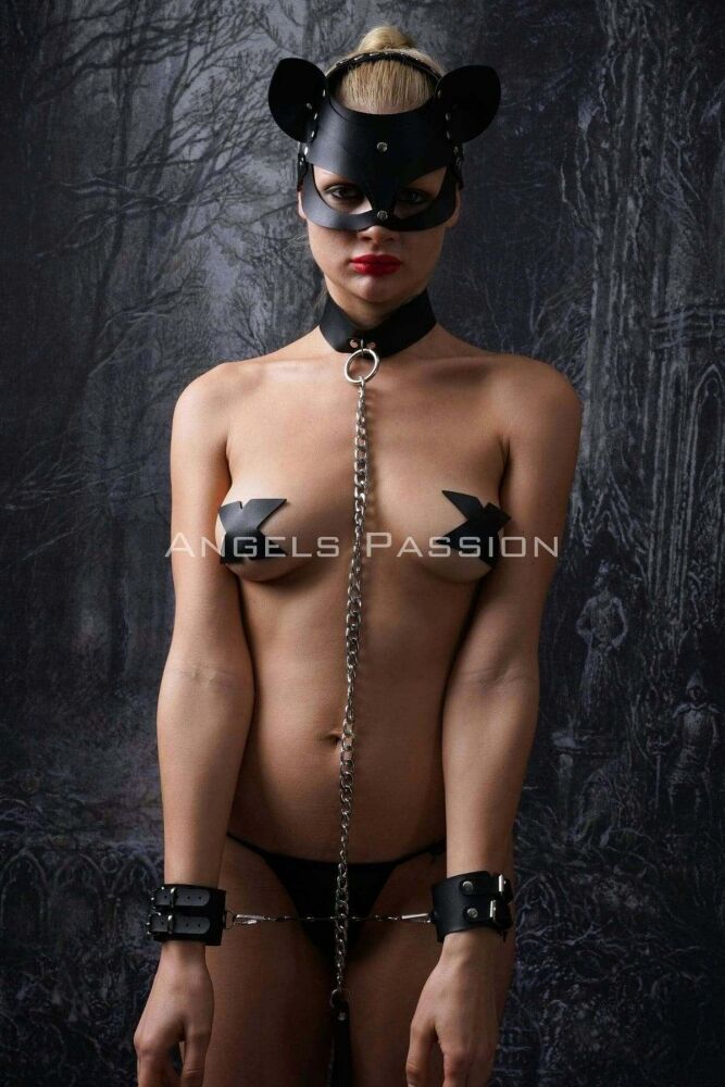 Fantasy Slave Set with Cat Mask, Hand and Foot Handcuffs - Leash - PNT1341 - 5