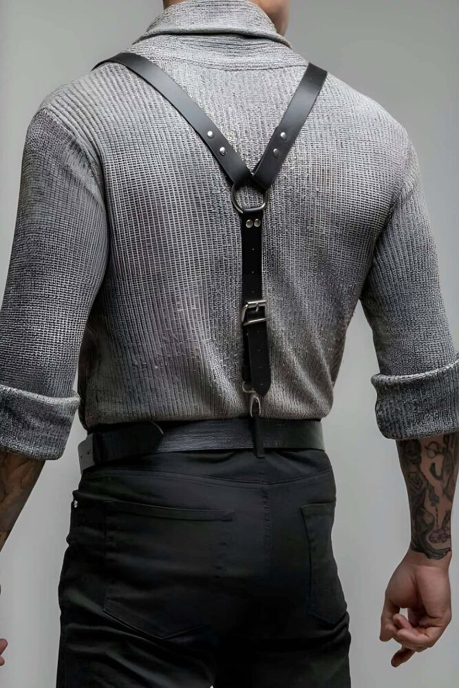 Men's Belt Trouser Suspender, Stylish Leather Men's Body Belt - PNTM175 - 2