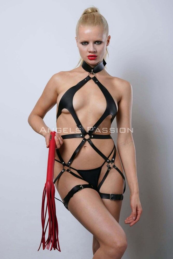 Red Whip Leather Harness, Full Body Leather Harness, Erotic Leather Underwear - PNT1348 - 9