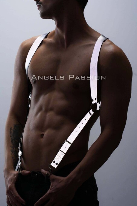Reflective (Glow in the Dark) Chest Harness, Men's Trouser Suspenders, Reflective Clubwear - PNTM160 - 7