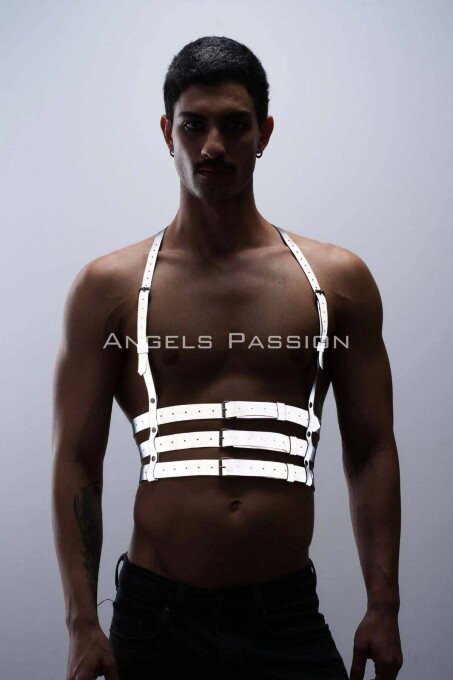 Reflective (Glow in the Dark) Men's Chest Harness, Party Accessory, Clubwear - PNTM17 - 2
