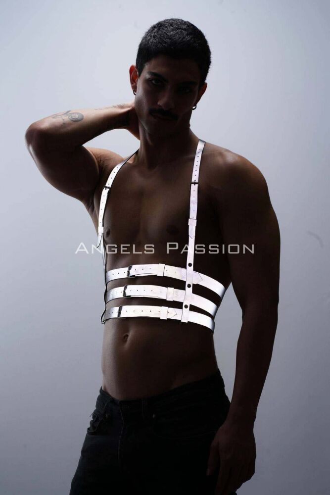Reflective (Glow in the Dark) Men's Chest Harness, Party Accessory, Clubwear - PNTM17 - 3