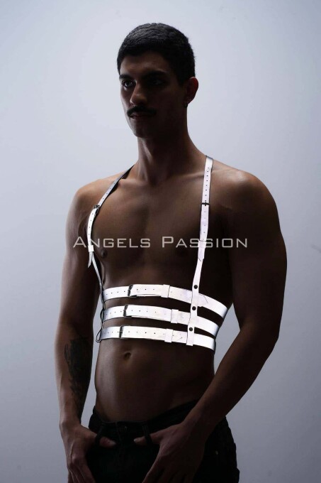 Reflective (Glow in the Dark) Men's Chest Harness, Party Accessory, Clubwear - PNTM17 - 4