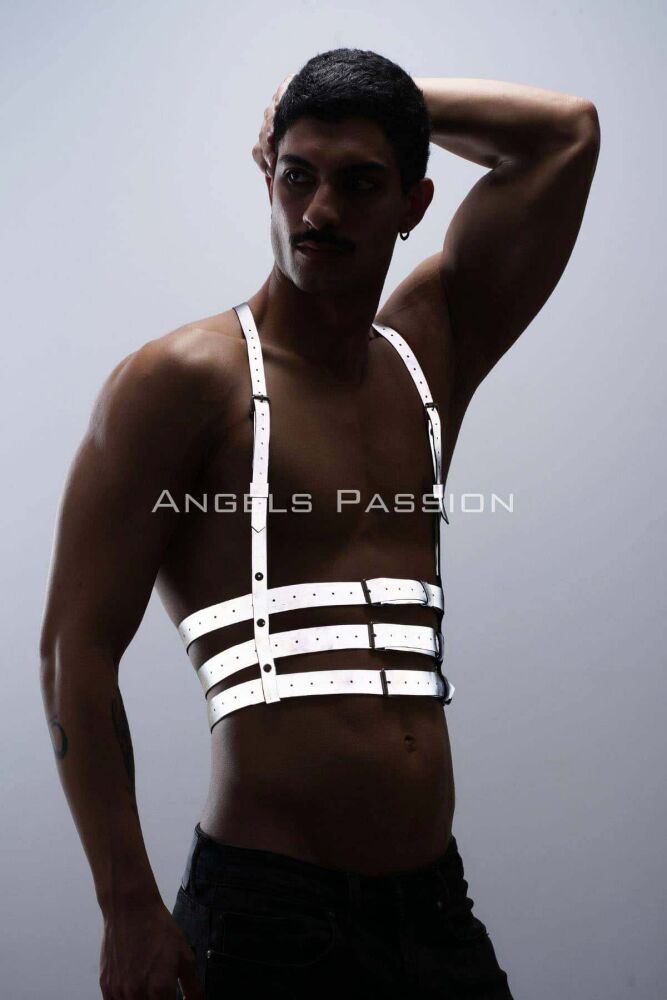 Reflective (Glow in the Dark) Men's Chest Harness, Party Accessory, Clubwear - PNTM17 - 5