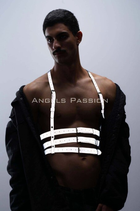 Reflective (Glow in the Dark) Men's Chest Harness, Party Accessory, Clubwear - PNTM17 - 9
