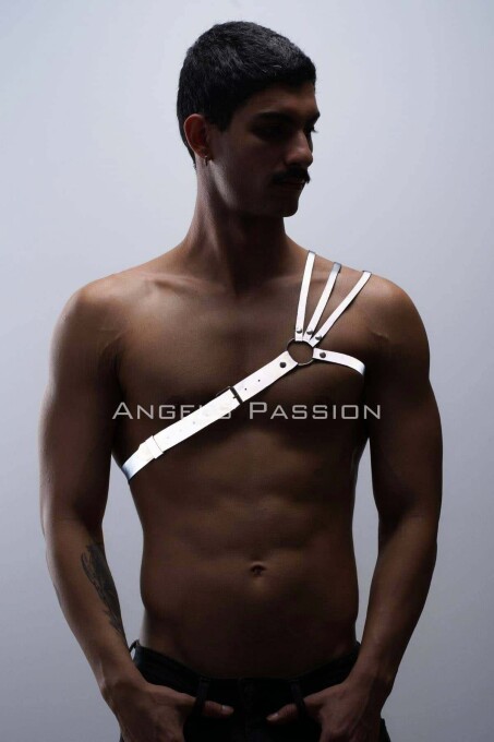 Stylish Men's Chest Harness with Reflective (Glow in the Dark) Shoulder Detail, 3 Stripes Harness - PNTM45 - 2