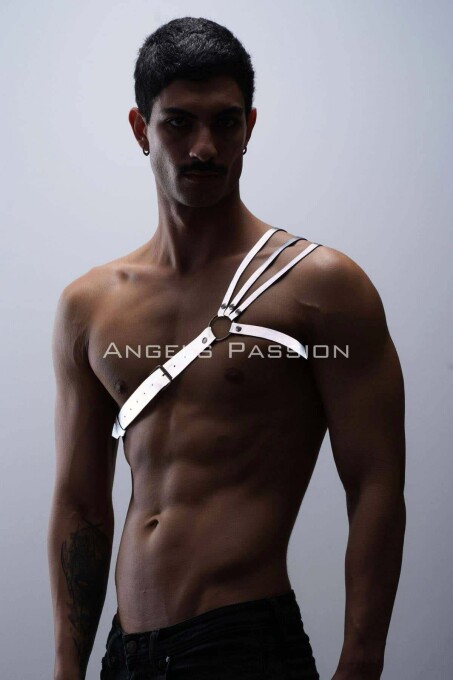 Stylish Men's Chest Harness with Reflective (Glow in the Dark) Shoulder Detail, 3 Stripes Harness - PNTM45 - 3