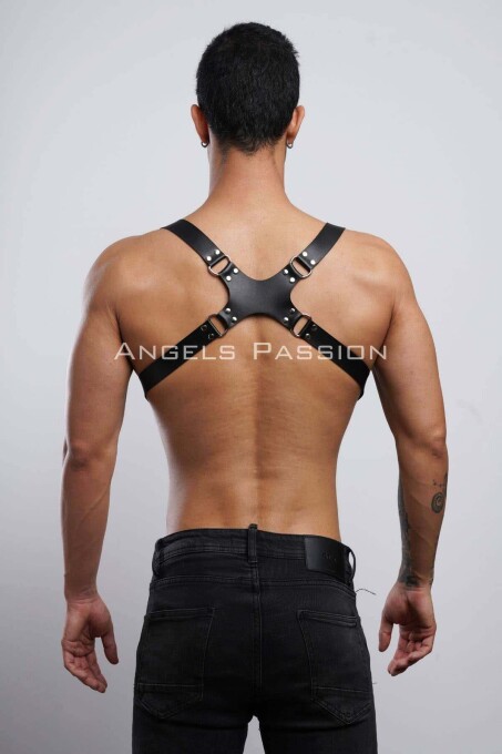Stylish Men's Leather Belt with Back Detail, Men's Leather T-Shirt - Shirt Belt - PNTM160 - 7