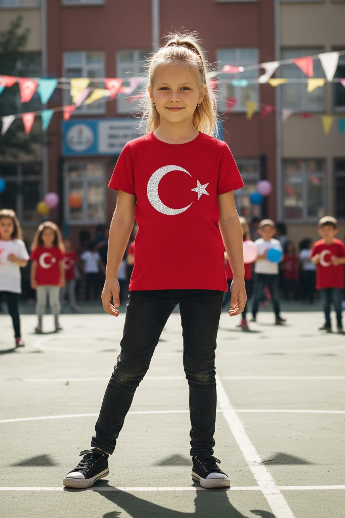 Sparkling moon star red holiday t-shirt kids festival outfit