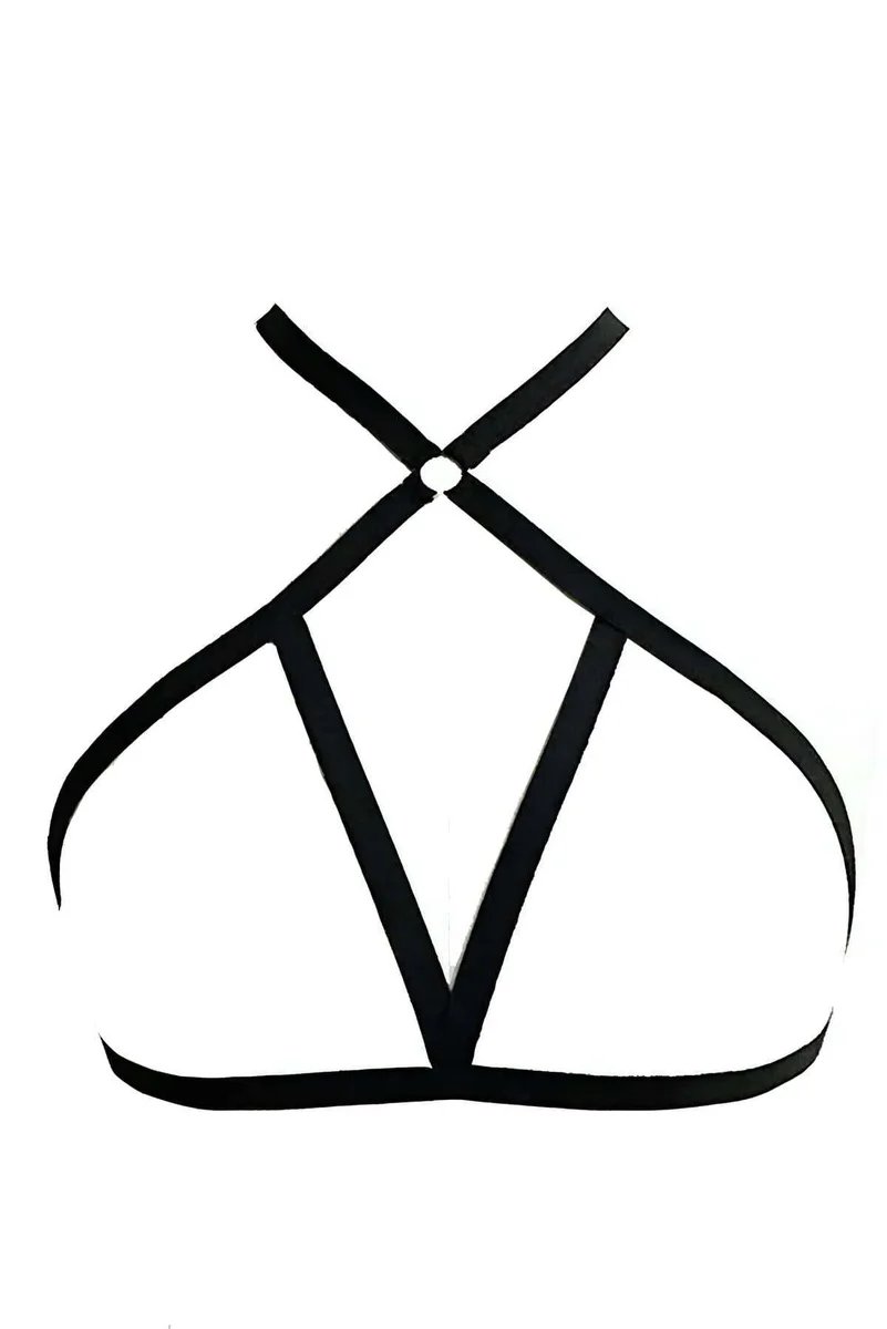 Black Chest Harness Strappy Body Cage Lingerie Top