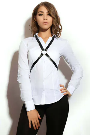 Women's Fashion Chest Harness - Faux Leather X-Design Straps