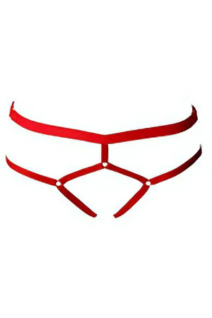 Red Harness Thong Panties with Adjustable Straps