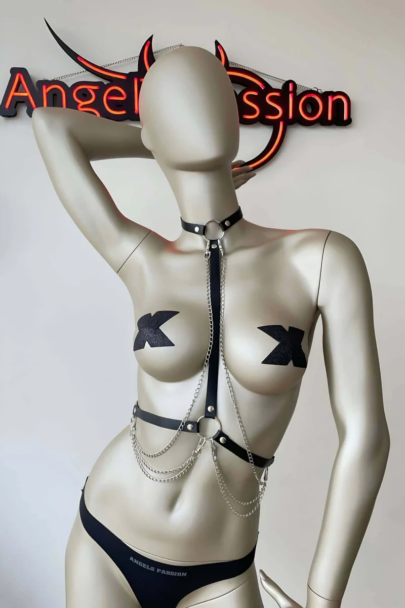 Sexy Harness Faux Leather Chest Waist Chain Body Accessory