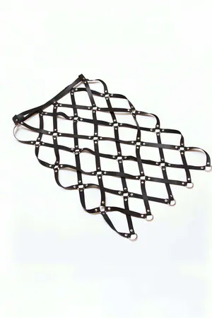 Harness Skirt - Black Faux Leather Cage Design for Women