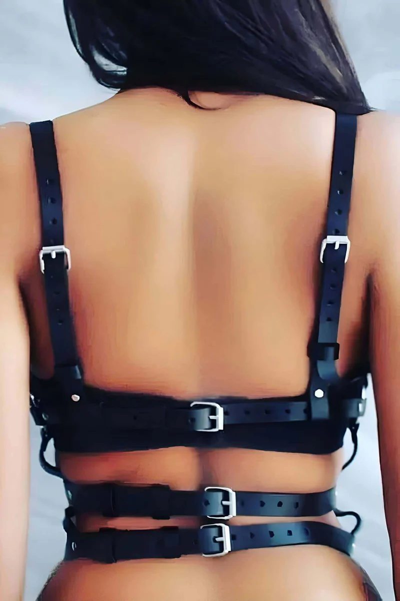 Faux Leather Chest Harness for Women - Edgy Body Accessory