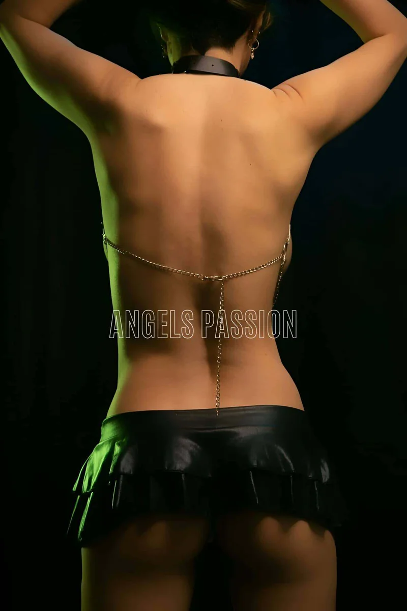 Rebellious Faux Leather Chest Harness with Metal Chain