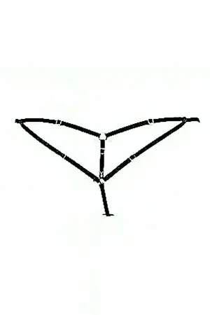 Harness Thong Panty with Strappy Rings - Black Adjustable Design