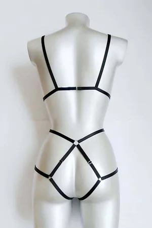 Body Harness Lingerie for Women - Adjustable Strappy Full Body Design