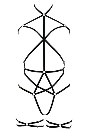 Sleek Rubber O-Ring Body Harness - Adjustable Fetishwear