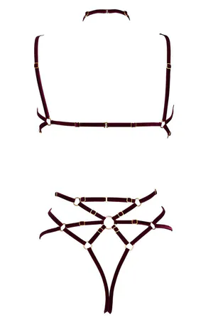 Sexy Body Harness Lingerie - Velvet Strappy Caged Adjustable