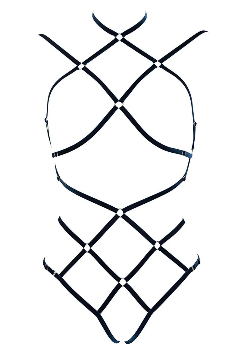 Men's Adjustable Rubber-Look Body Harness - Fantasy & Clubwear